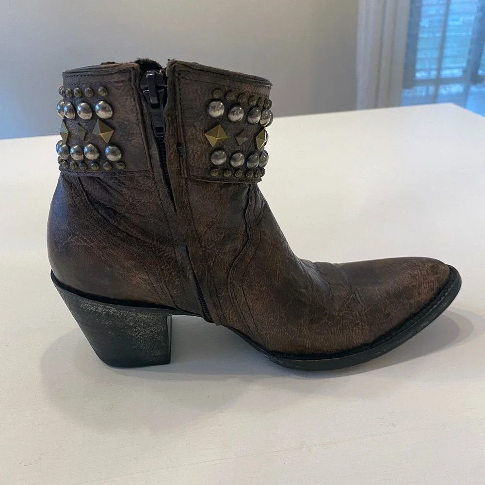 Old Gringo Women's Mini Belinda 7"‎ Ankle Boots Size 7 B Brown Bootie Cowboy - Picture 5 of 16